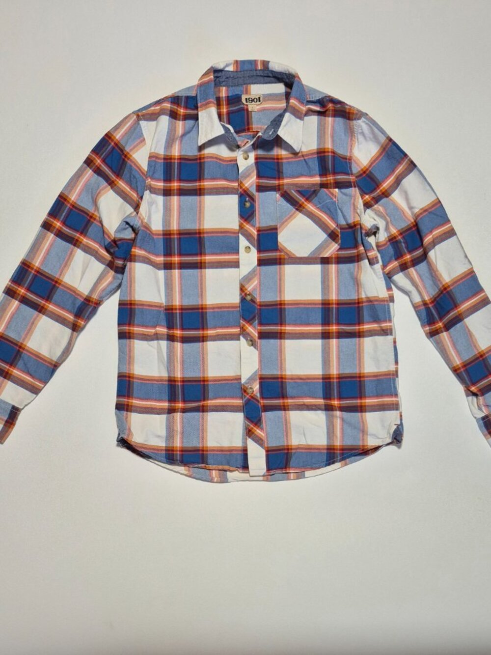 Nordstrom 1901 Men Plaid Flannel Shirt Size L Multicolor Long Sleeve Button Up